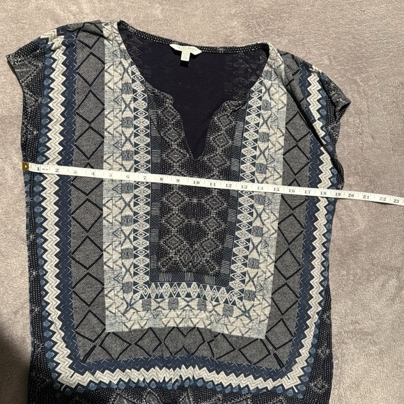 Lucky Brand Blue Boho Tie Front Blouse - Size Medium- Excellent Condition - Picture 5 of 5